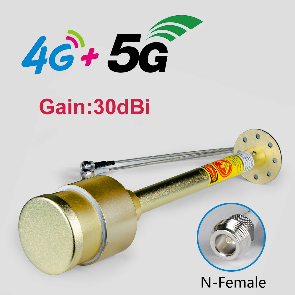 5G 4G Premium Antenna Feed Dual Band 1700-2700MHz 3300-3800MHz 30dbi Feedhorn Long Range Mimo for Parabolic Dish Grid Router