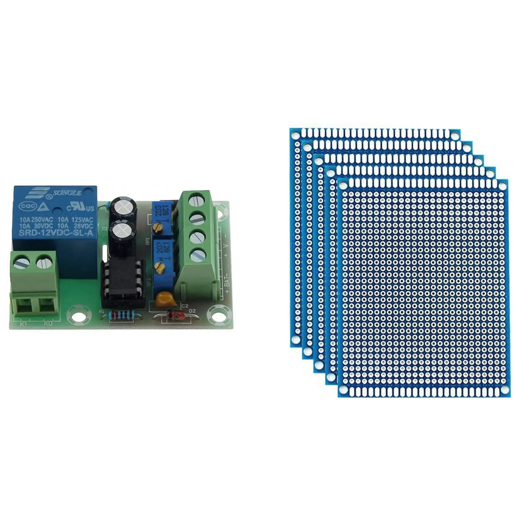 

1X XH-M601 12V Battery Smart Power Supply Control Board & 5Pcs 7X9cm Double Side Prototype PCB Board