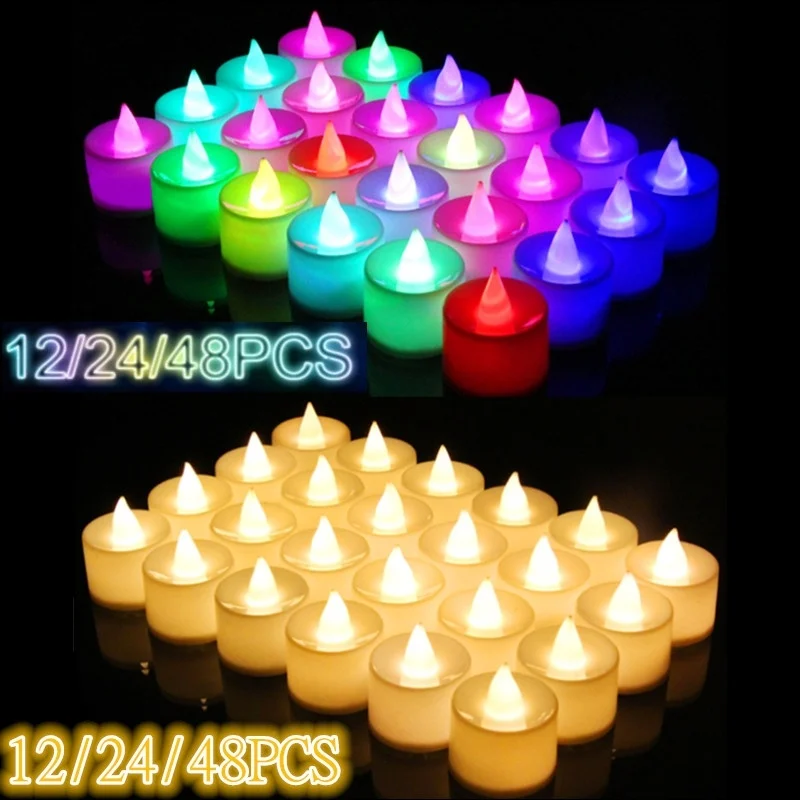 

Decorations Wedding Candles Tealight Tea For Party Candles Birthday Flameless Lights 12/24/48pcs Romantic Wedding Light