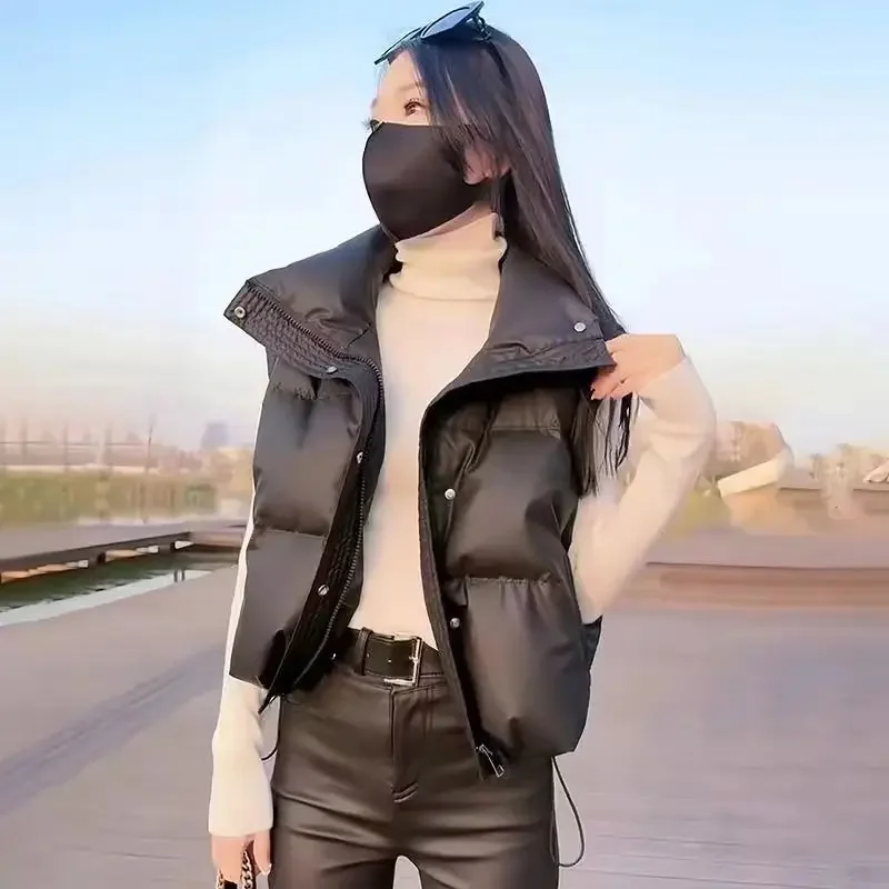 Женская укороченная куртка без рукавов теплая Толстая Уличная одежда на молнии