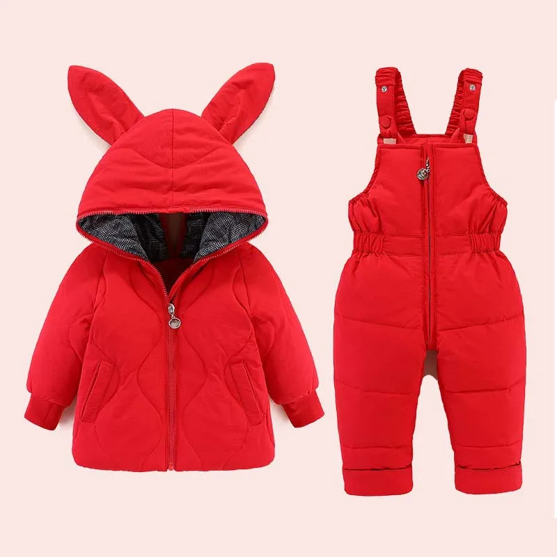 

Children Winter Jackets for Girl 2020 Winter Baby Clothes Set Overalls Snowsuit Toddler Girl Duck Down Coat +Jumpsuit 2pcs Suit