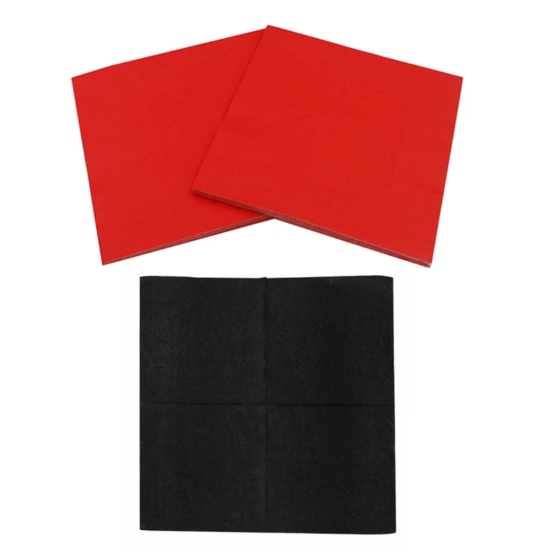 

2 Pack Solid Color Printed Paper Napkin Black & Red