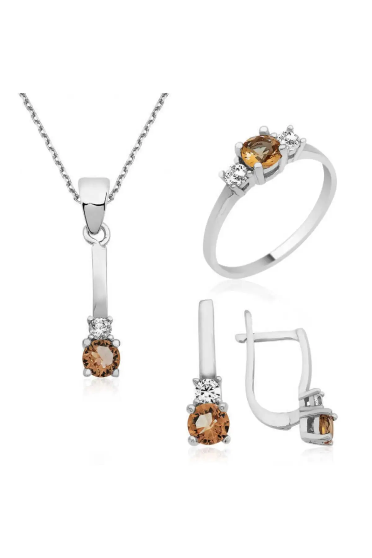 

Silver Zultanit Cz Set, necklace earring ring