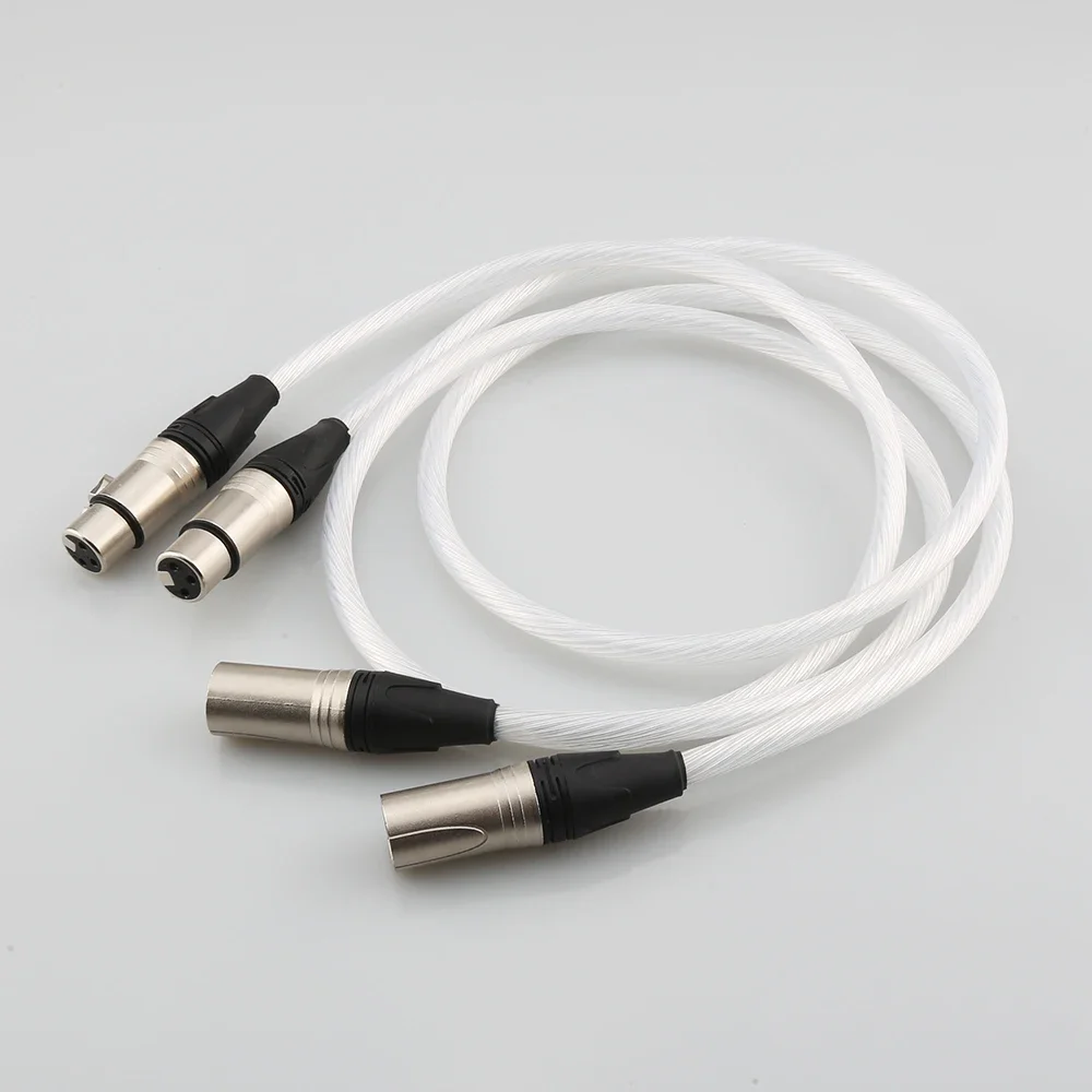Фото Высококачественный чистый посеребренный кабель 5N OCC Hi-Fi 2 XLR «папа» на 2 XLR «мама» Кабель балансировочного кабеля №3
