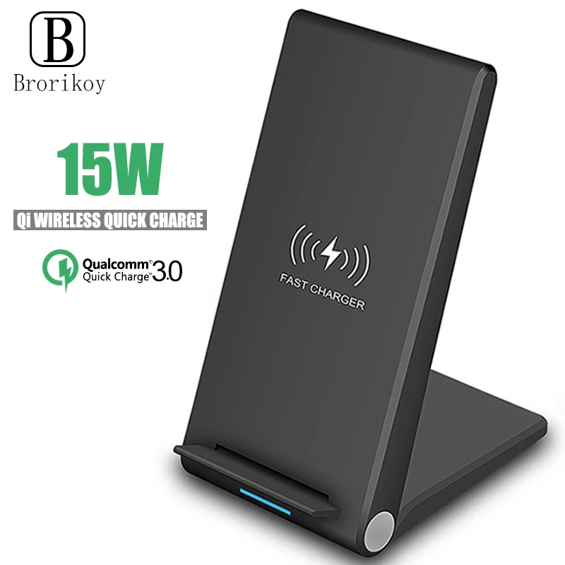 

15W Qi Wireless Charger Desk Station Wireless Charging Stand Holder for iPhone 12 13 11 Pro Xs Max XR Samsung Xiaomi Huawei