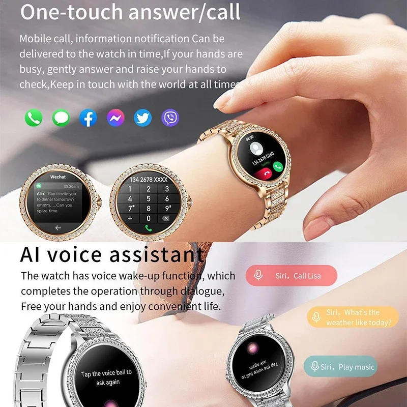 Женские умные часы Premium I58 2024 года — голосовой помощник и Bluetooth-вызов.