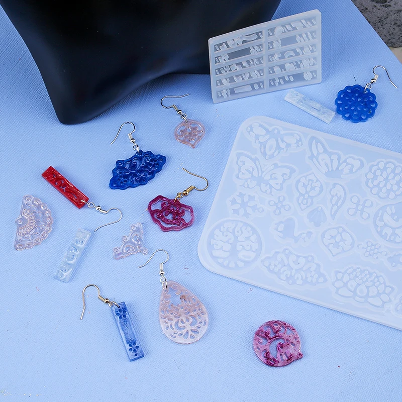 

Ancient Style Long Earrings Pendant DIY Crystal Epoxy Resin Mold High Mirror Silicone Molds With Accessories For Jewelry Making