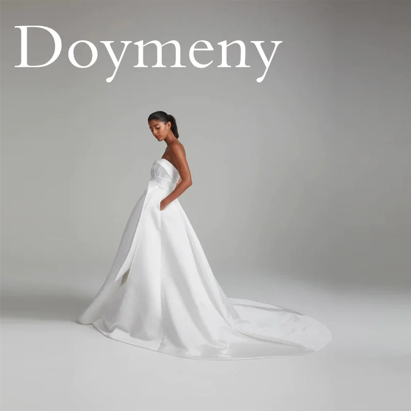 Длинное атласное платье с запахом Doymeny, свадебное платье с высоким разрезом, женское платье без рукавов со шлейфом (art.: 3920c01fee343) - 3920c01fee343