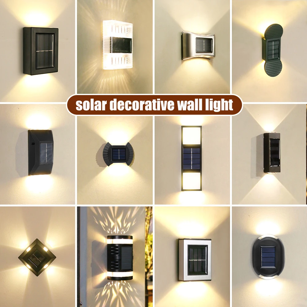 

LED Solar Outdoor Wall Lamp Decorative Garden Courtyard Home Wall Light IP65 Waterproof Outdoor Lighting Up And Down Irradiation