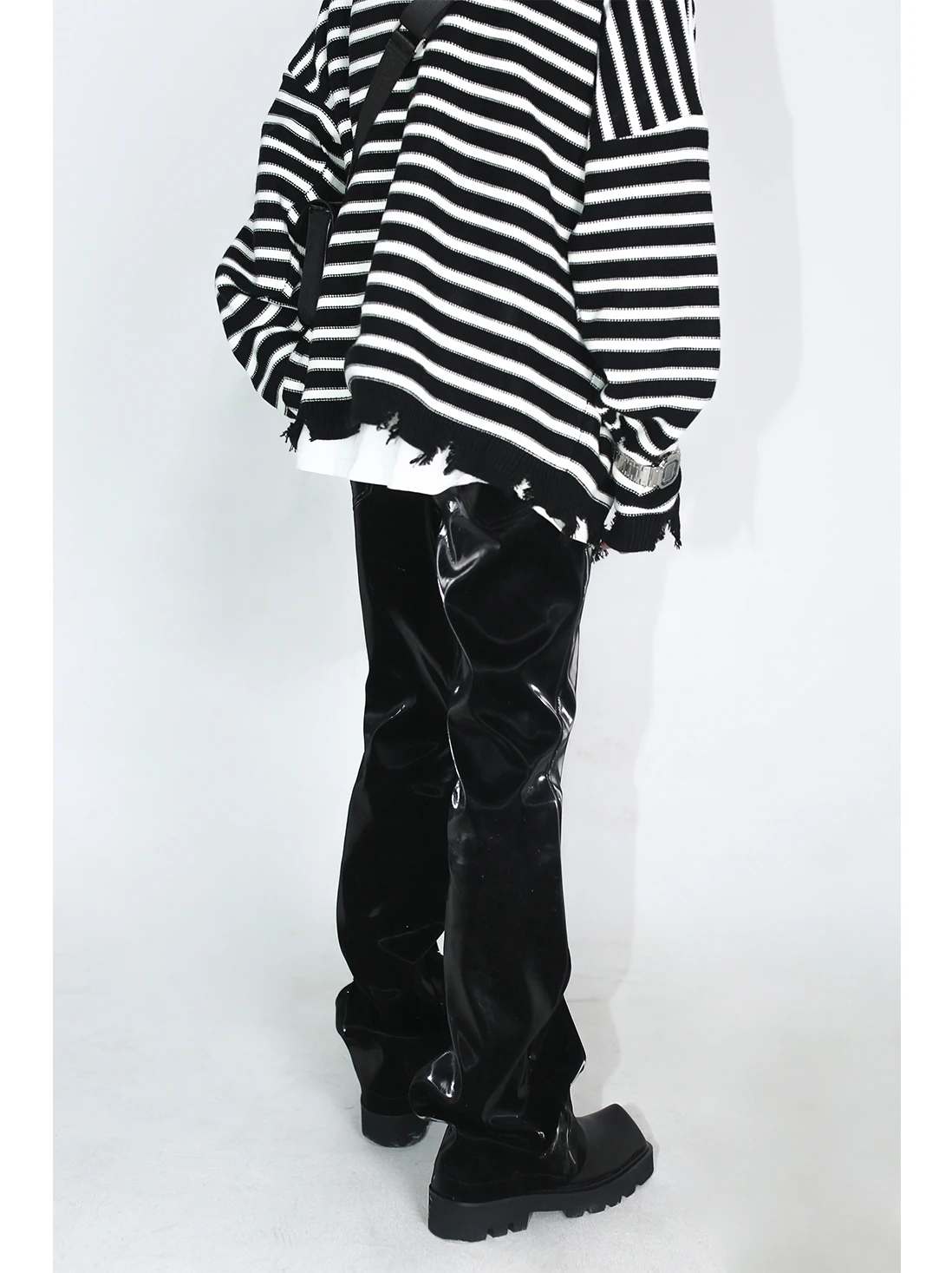 2023 Luxury Metalic Teachwear  Men trousers Faux Leather Pants Streetwear Y2K men's pants Trousers pantalon homme