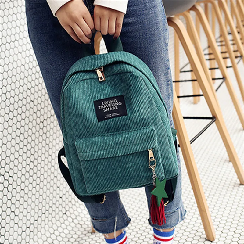 

Women Mini Corduroy Backpack Female Eco Simple Canvas Shoulder Bag Ladies Casual Small Travel Bags Backpack For Teenage