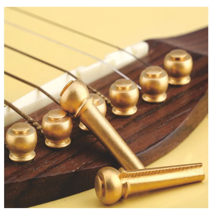 

6Pcs/Set Guitar Strings Nail Metal Acoustic Guitar Bridge Pins Brass Guitar Strings Fixed Cone String Pins String Nut Nails