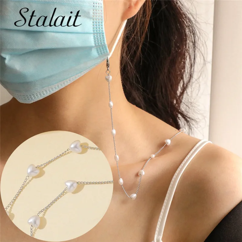 

Simple Popular Love Pearl Hanging Neck Anti-drop Glasses Chain Long Lanyard For Mask Holder Chain Necklace Popular Jewelry