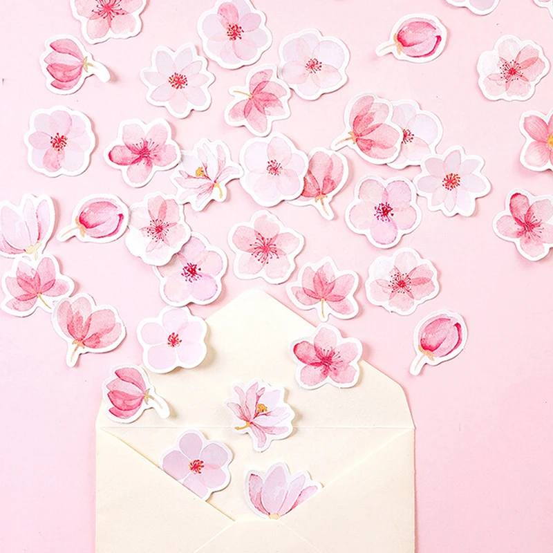 

45pcs/pack Cherry Sakura Words Bullet Journal Decorative Stickers Adhesive Stickers DIY Decoration Diary Stationery Stickers