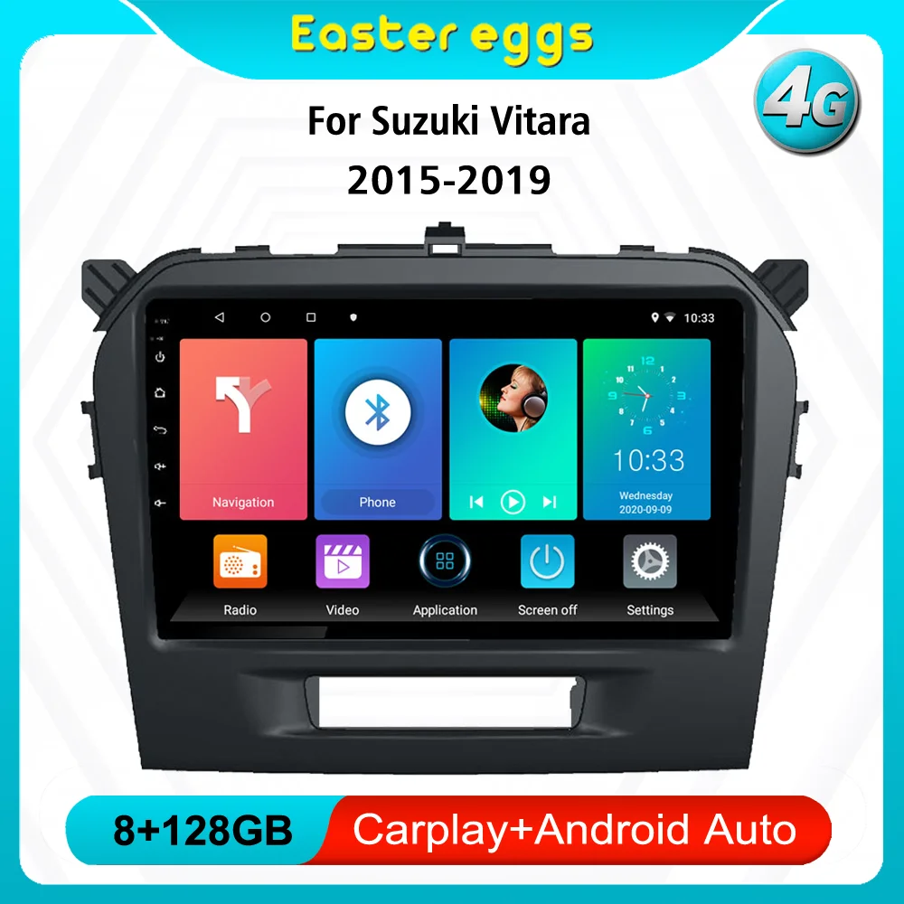 

For Suzuki Vitara 2015-2019 4G CARPLAY 9Inch 2Din Android Car Multimedia Player Car Radio GPS Navigation BT With Frame Head Unit