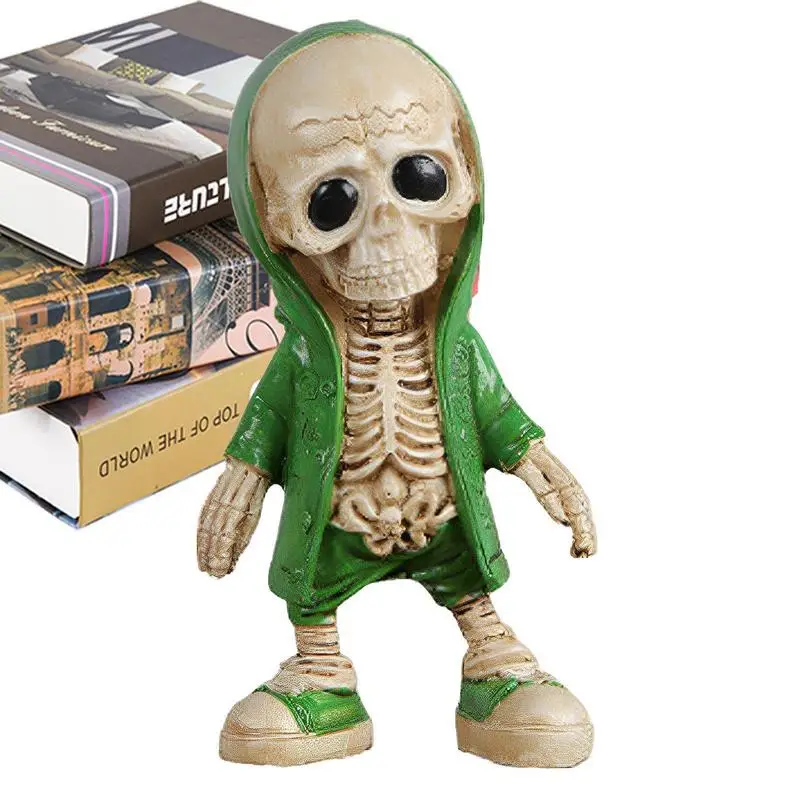

Skull Resin Figurine Skeleton Doll Sculpture Halloween Decor Skull Head Statue Display Hand Crafts Home Decor Collectible