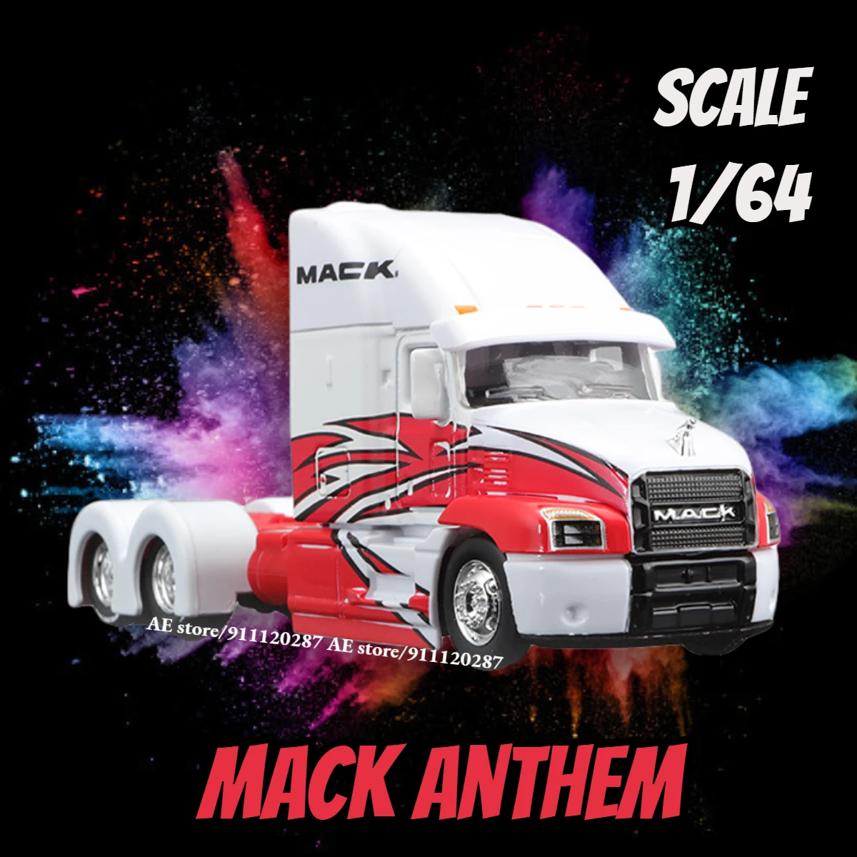 

Maisto 1/64 Mini Trailer Car Model Miniature, MACK Anthem White Scale Truck Vehicle Art Diecast Replica Collection Toy