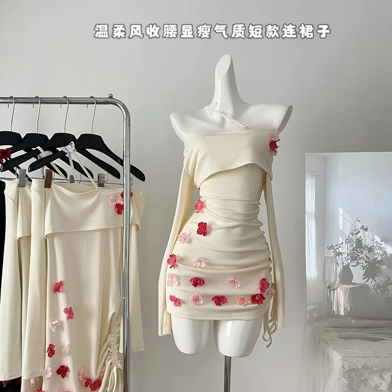 Женское трикотажное облегающее платье с вырезом на шее сексуальное тонкое