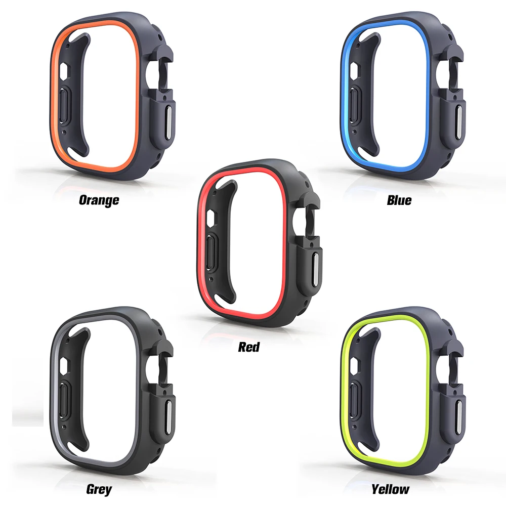 Cover For Apple Watch Ultra 49MM Rubber Case Frame Protective Bumper 45mm 41mm For iWatch Series 8 7 6 SE 44MM Electroplated key