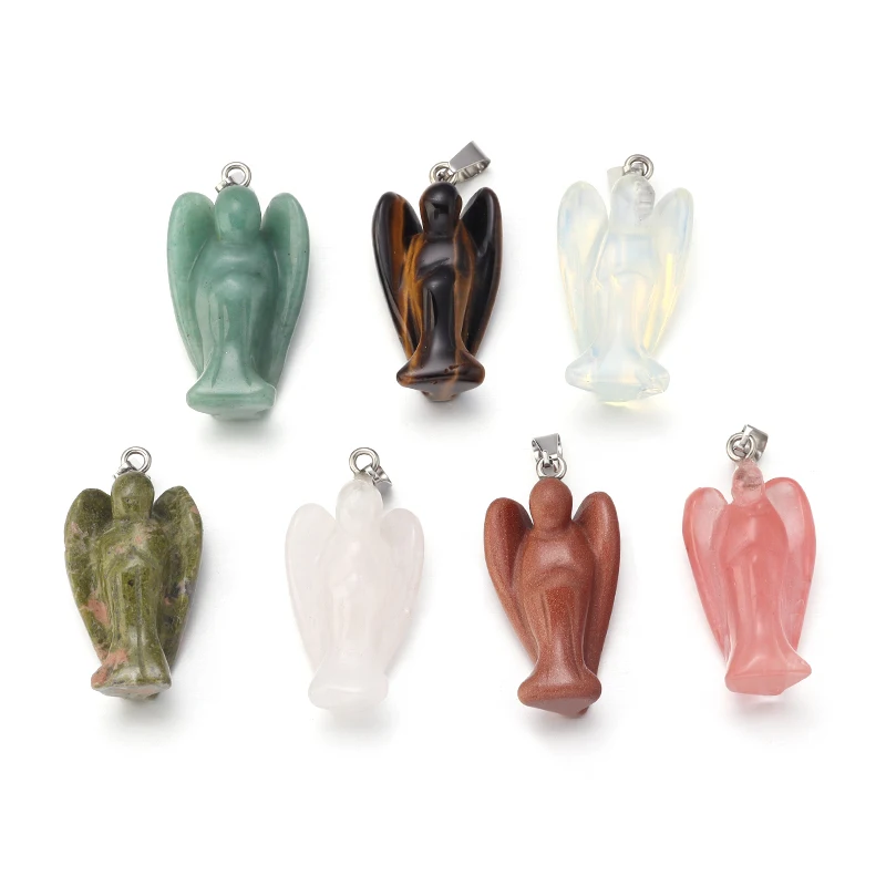 

Натуральный камень, резные подвески в виде ангела, тигровый глаз, опалы, каменные подвески, украшения «сделай сам», поделки для изготовления...