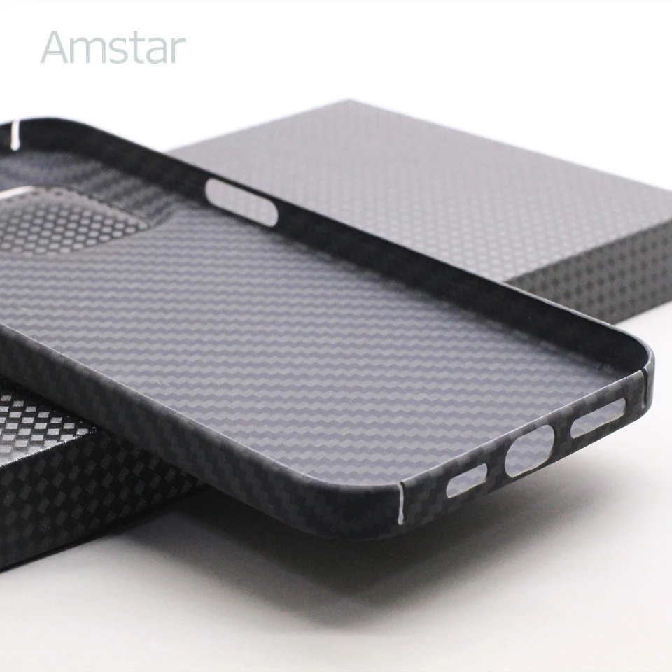 Защитный чехол Amstar из чистого углеродного волокна для iPhone 14 13 Pro Max Mini Plus