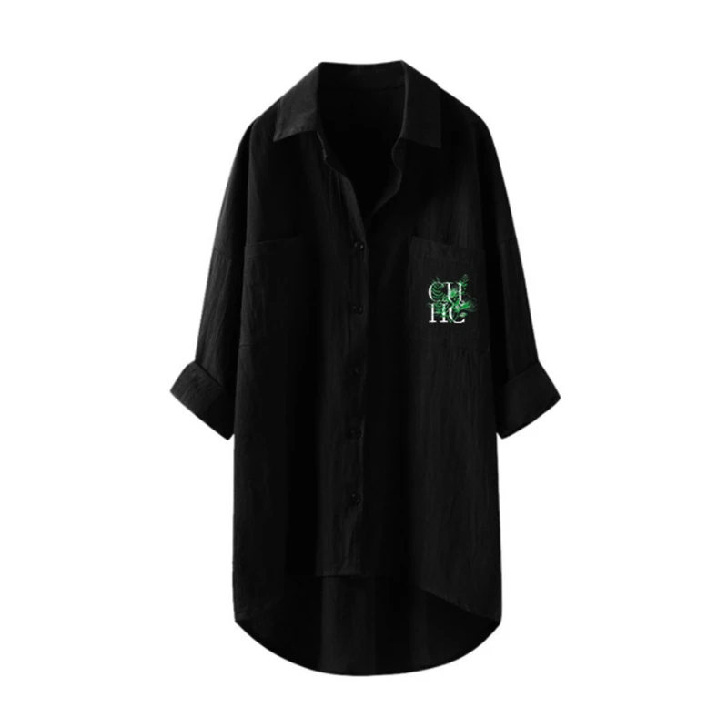 Рубашка женская универсальная с длинным рукавом и карманами