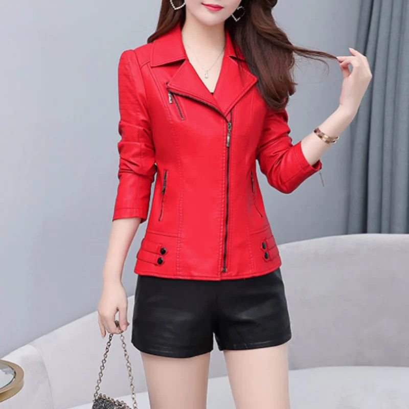 2023 Middle-aged Leather Jacket for Women Soft PU Faux Leather Coat Female Autumn Winter Elegant Outerwear Leather Oversized