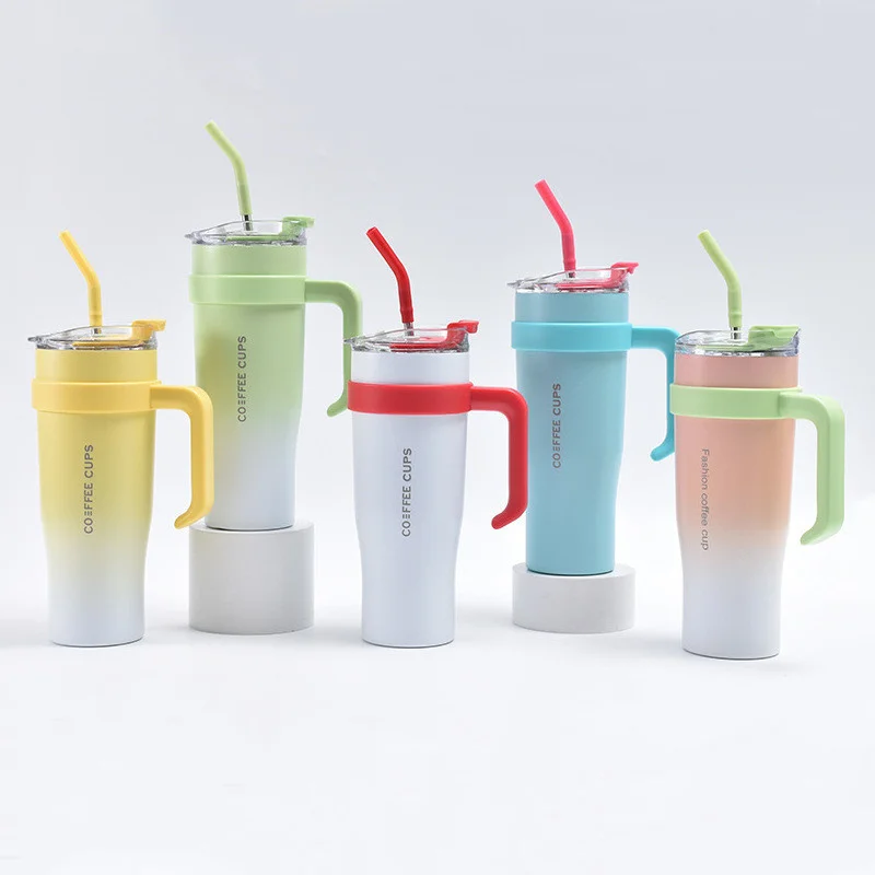 

40oz Thermos Stainless Steel Vacuum Flasks Straw Cup with Handle Ice Tea Large Capacity Car Water Bottle Coffee Mug