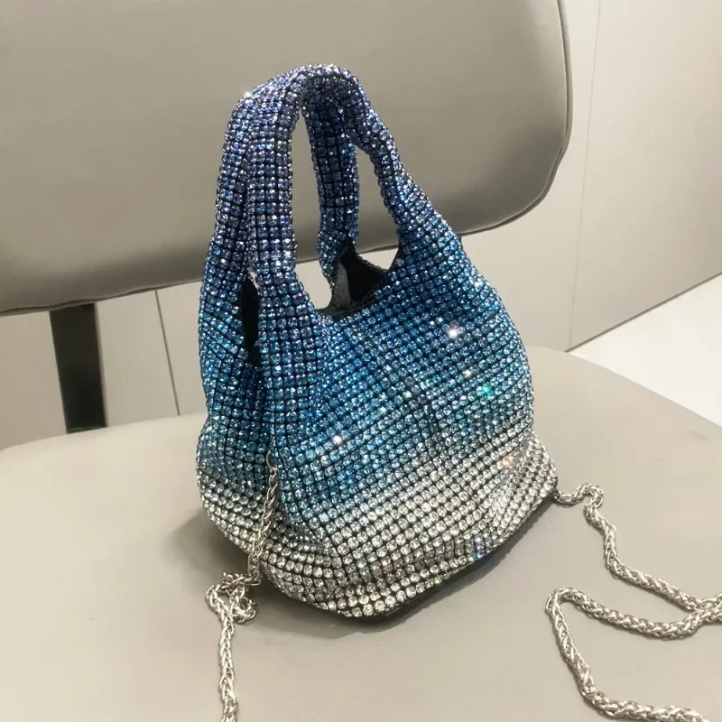 

Handle Rhinestones Evening clutch Bag Purses and handbag luxury Designer hobo shoulder bag Shiny Crystal Clutch purse bucket bag