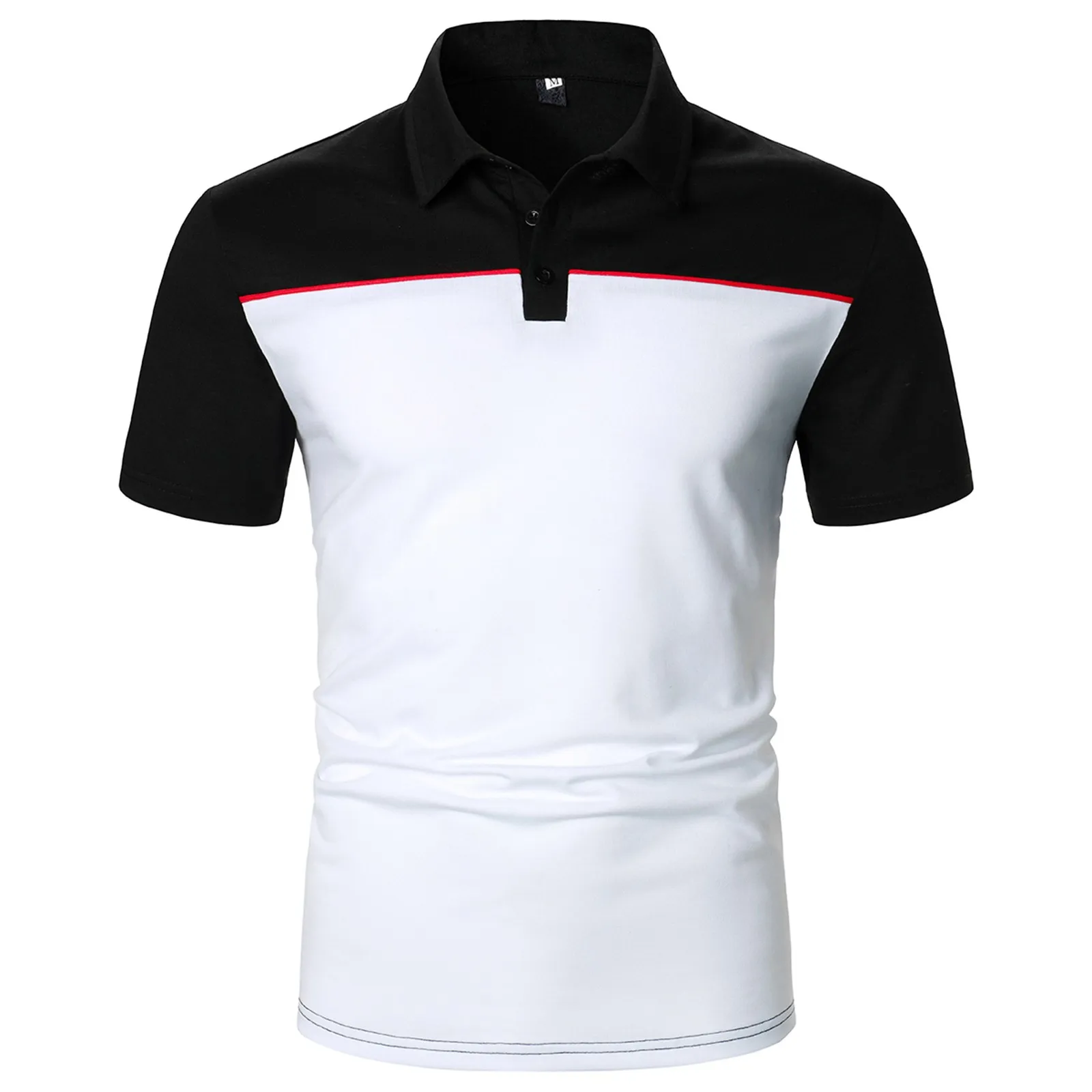 

Мужская рубашка-поло в полоску, с отложным воротником и короткими рукавами