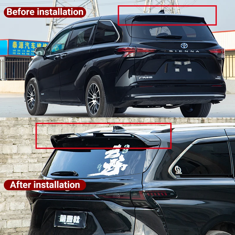 For Toyota Sienna 2021 2022 Sport Spoiler Rear Car Accessories Free Perforated Top Center Wing Trunk |