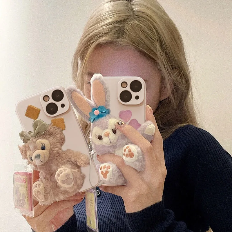 

Disney StellaLou Shirley Rose 3D Plush Toy Phone Cases For iPhone 14 13 12 11 Pro Max Mini XR XS MAX 8 X 7 Back Cover