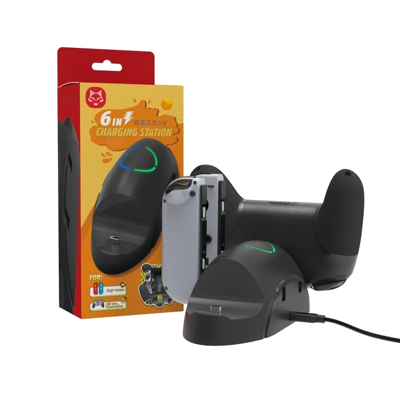 

Зарядное устройство для контроллера YYDS 6 в 1 для консоли NS Switch Pro Joy Con, док-станция для зарядки с зарядным кабелем Type-C