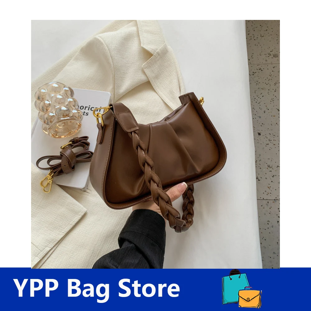 

Women's Armpit Bag 2022 New Fashion Versatile Messenger Bag Leather Texture Solid Color Wrinkled Cloud Bag Single Shoulder Bag