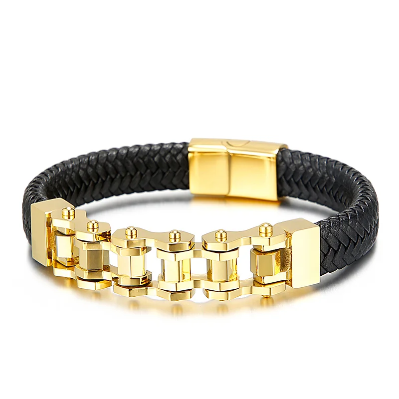 Kalen Trendy Bike Chain Lock Men's Bracelets 215mm Stainless Steel Simple Bangles Jewelry Accessories