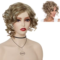 gnimegil synthetic female wig blonde natural short curly hair replacement wig mix color mommy wig cheap sale free part hairline