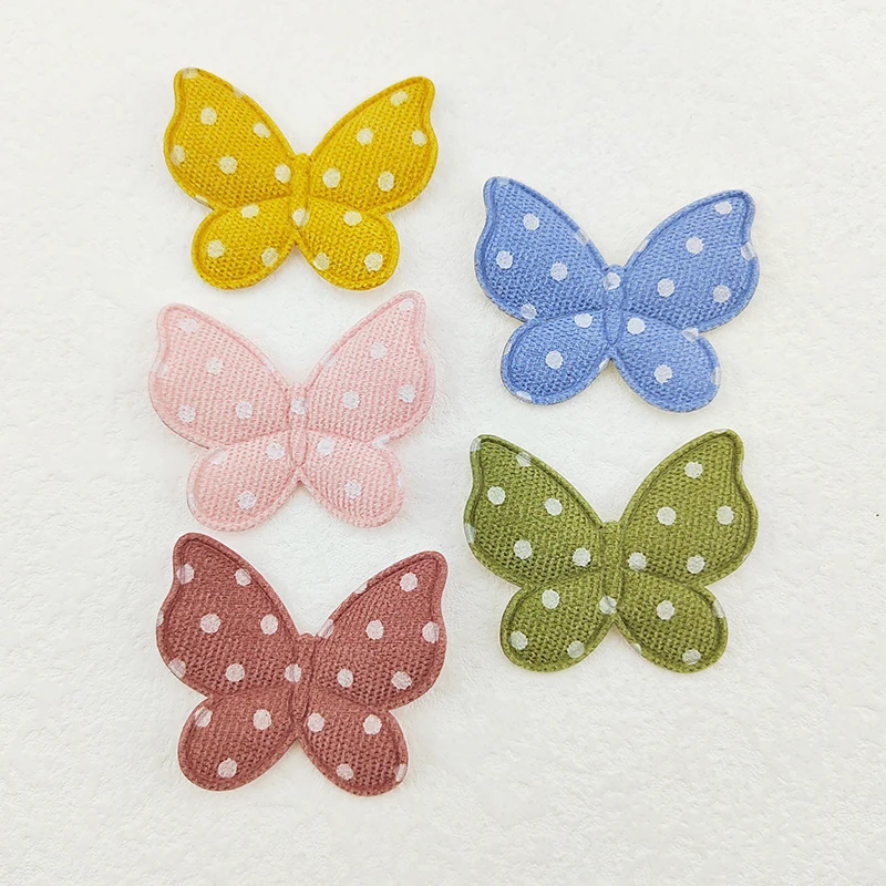 100Pcs/Lot Two Size Polka Dot Butterfly Padded Appliques For Craft Clothes Sewing Supplies DIY Hair Clip Accessories Patch - купить по