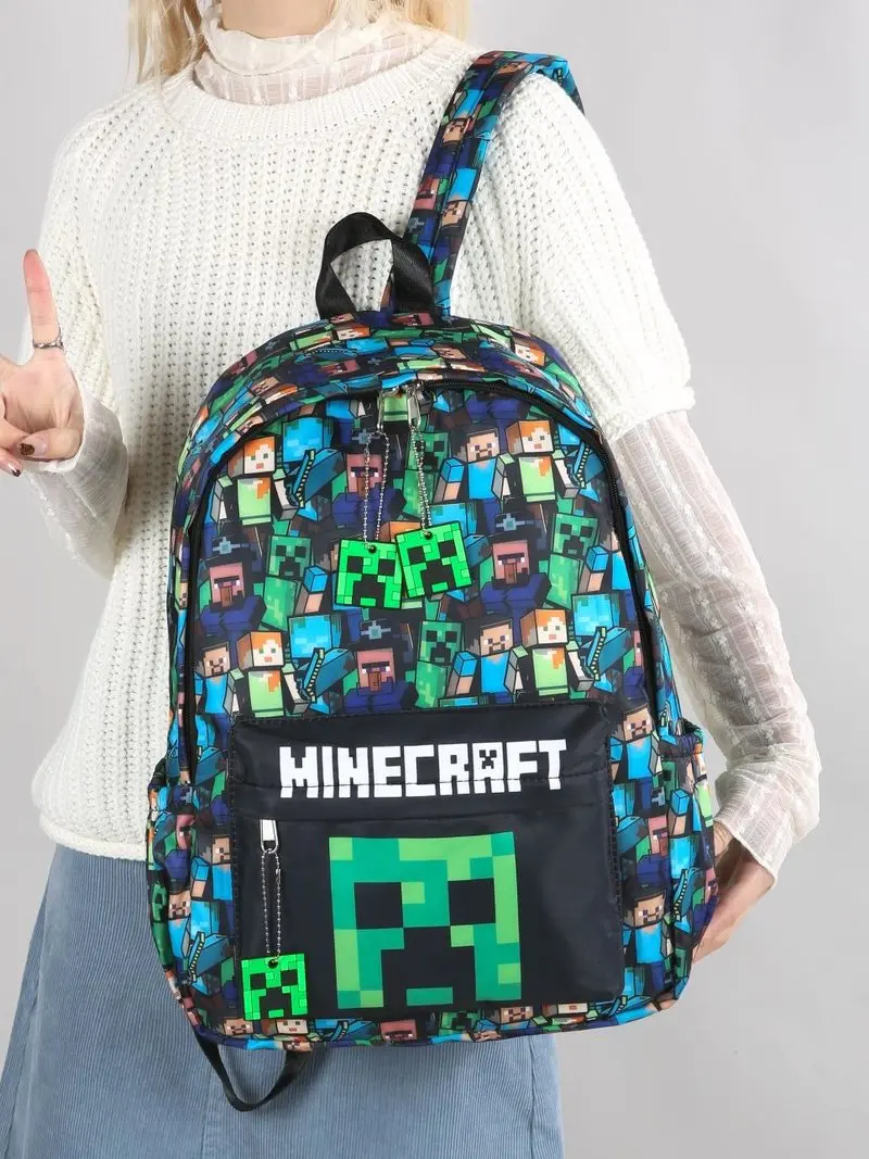 Фото Рюкзак Minecraft с граффити-принтом, легкий школьный рюкзак, повседневная дорожная сумка для мужчин и молодых людей, для использования на открытом воздухе и в колледже №3