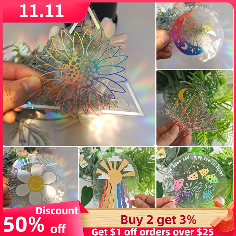 

Sun Catcher Wall Stickers Rainbow Maker Prism Light Catcher PVC Window Film Self Adhesive Decal for Home Bedroom Decor