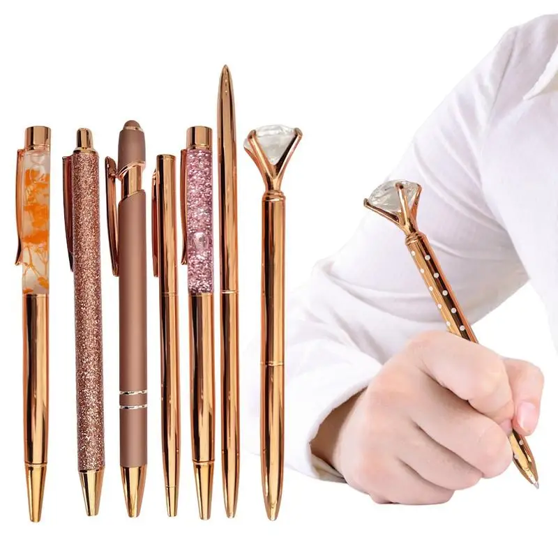

Ручки для журнала, набор ручек из 8 ручек из нержавеющей стали, розовое золото, гладкие ручки для письма для школы, свадебного душа, аксессуар...