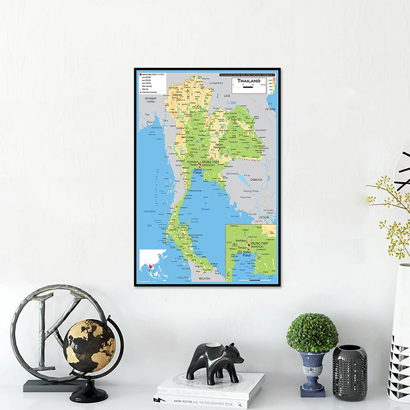 

Карта Таиланда на холсте 42*59 см