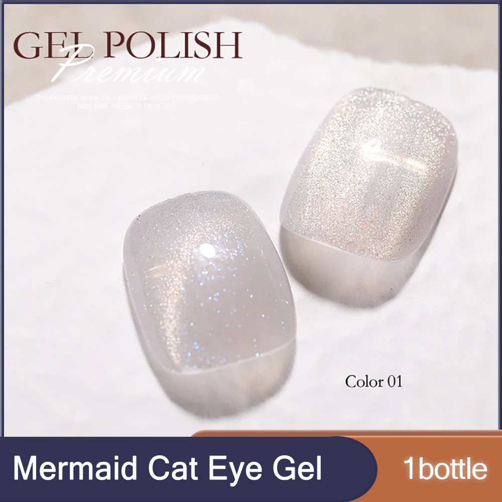 New 7 Color Mermaid Cat Eye Gel Nail Polish Crystal Transparent Nail Gel Varnish Magnetic Hybrid UV Gel Lacquer For Nail Art