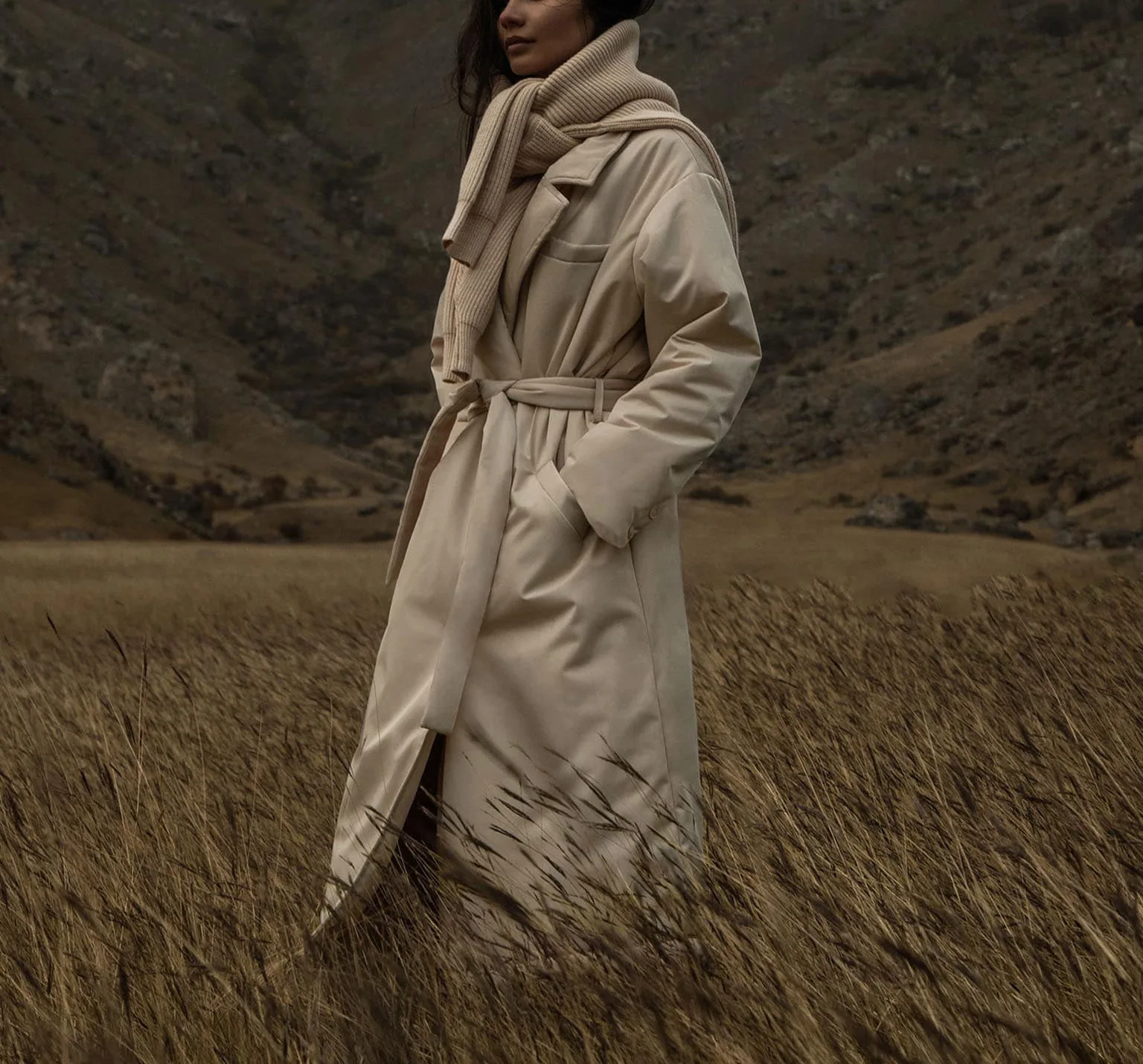 Long Coat,Solid Color in Autumn and Winter 2022, Slim, Commuting, Cotton Coat with Belt