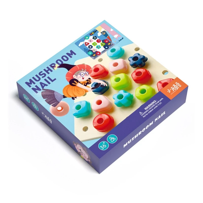 

Pegboard Puzzle For Kid Fine Motor Skills Toy Mushroom Nail Toy Lacing Beads