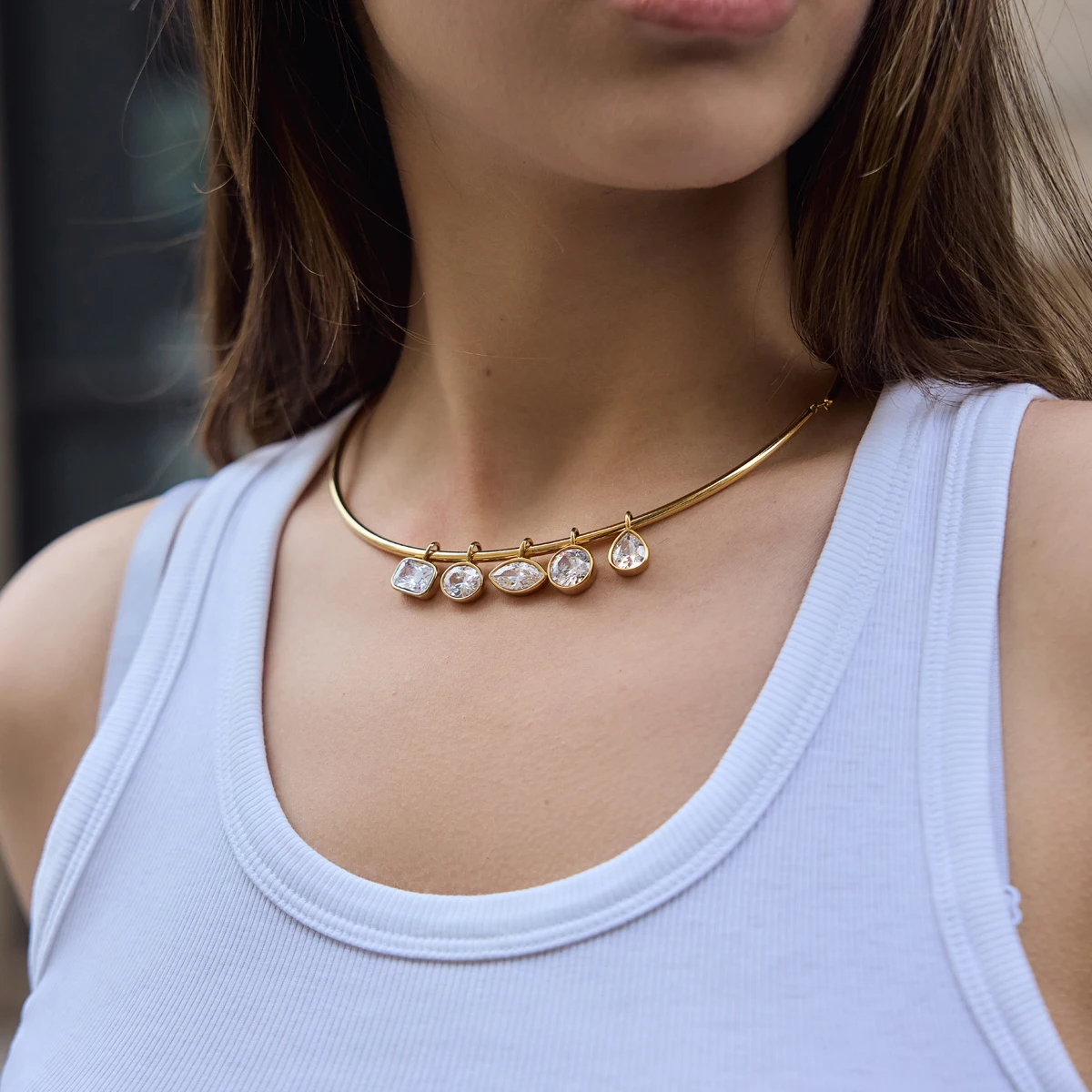 Фото Модное ожерелье Yori Chic с подвеской из кубического циркония, трендовое, с покрытием PVD 18K, привлекательное женское украшение, подарок №2