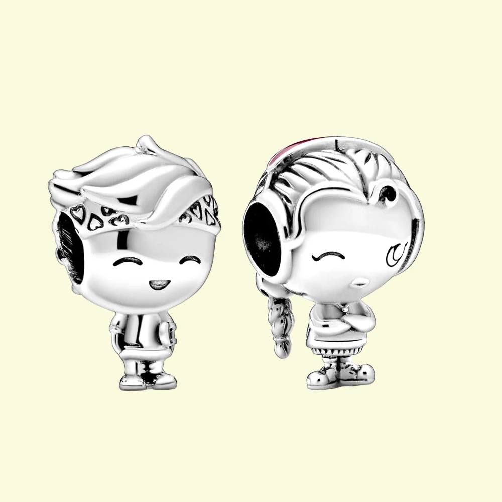

925 Silver Cute Little Girl And Boy Charm Fit Pandora Party for Exquisite DIY Necklace Bracelet Woman Jewelry Gift