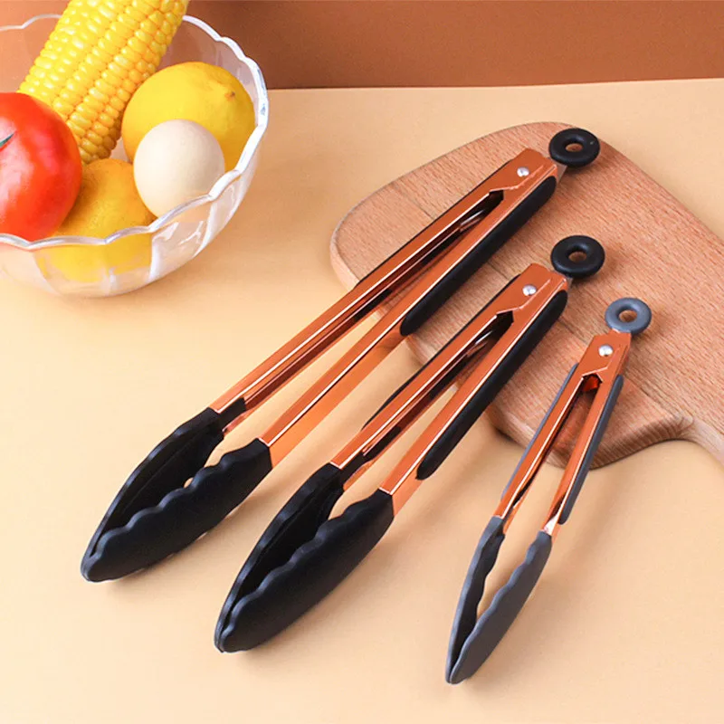 

Silicone BBQ Grilling Tong Kitchen Cooking Salad Bread Serving Tong Non-Stick Barbecue Clip Clamp Stainless Steel Tools Gadgets