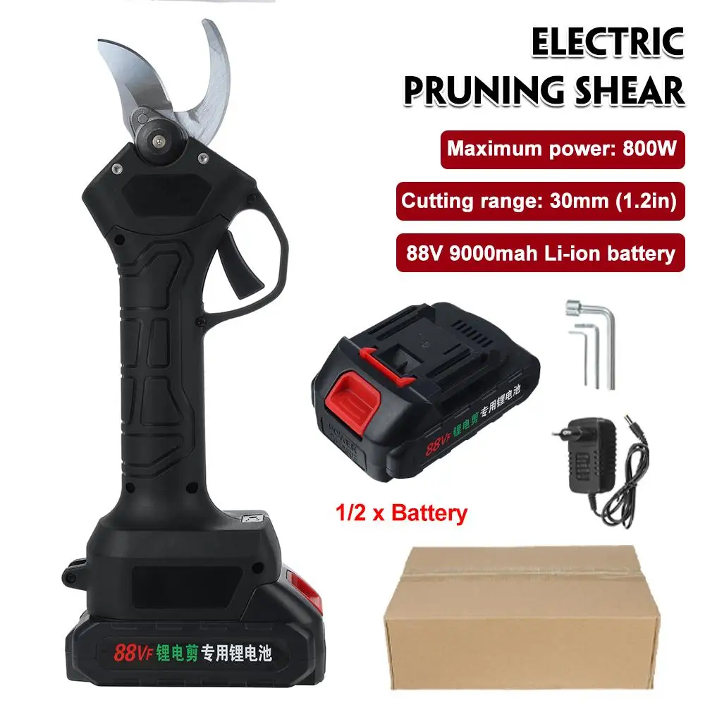 

88V 9000mAh Cordless Pruner 2PC Lithium-ion Pruning Shear Fruit Tree Bonsai Pruning Electric Tree Branches Cutter Landscaping