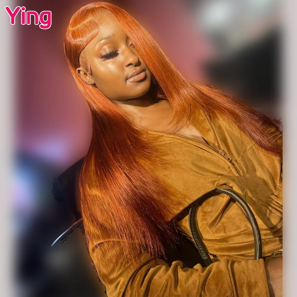

Ying Hair Ginger Orange Bone Straight 13x4 Lace Front Wig Human Hair 5x5 Transparent Lace Wig 13x6 Lace Front Wig PrePlucked