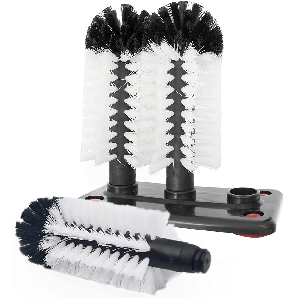 

Water Bottle Cleaning Brush Glass Cup Washer with Suction Base 3 Head Bristle Brush for Beer Cup Long Leg Cup